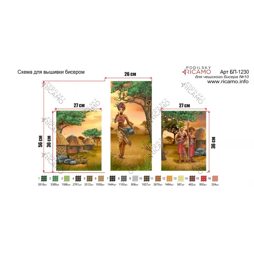 СПД_016 БП-1230 Африканская семья. Схема для вышивки. TM Virena