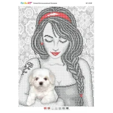 БС-3238 Девушка с собачкой. Схема для вышивки бисером. Сяйво БСР