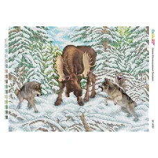 БС-3332 Охота на лося. Схема для вышивки бисером ТМ Сяйво