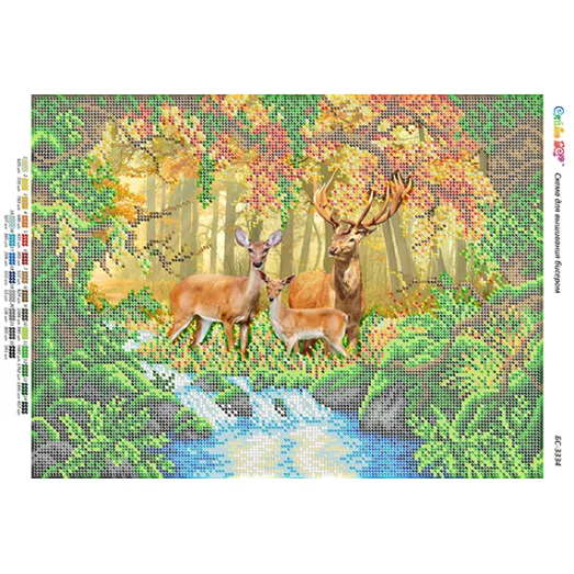 БС-3334 Семья оленей. Схема для вышивки бисером ТМ Сяйво