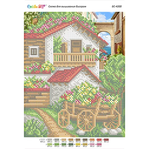 БС-4200 Цветочный двор. Схема для вышивки бисером ТМ Сяйво