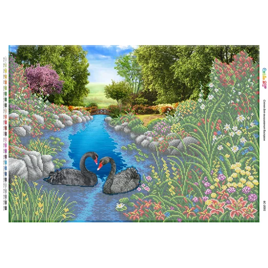 БС-2091 Черные лебеди. Схема для вышивки бисером ТМ Сяйво
