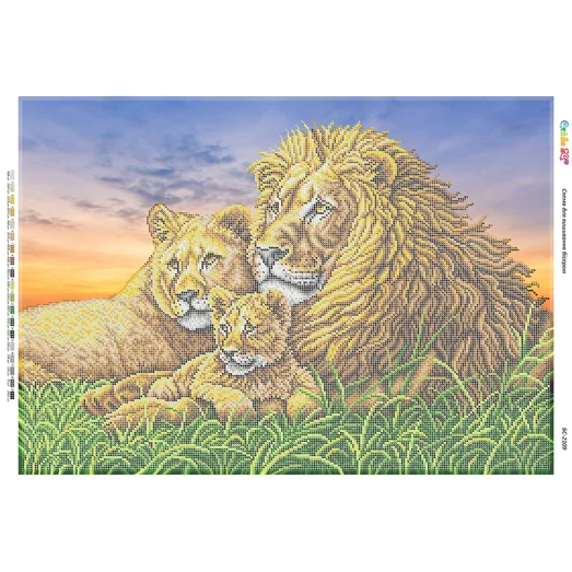БС-2109 Семья львов. Схема для вышивки бисером ТМ Сяйво
