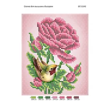 БС-5141 Птичка в цветах. Схема для вышивки бисером ТМ Сяйво