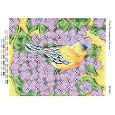 БС-4026 Птичка в цветах. Схема для вышивки бисером ТМ Сяйво