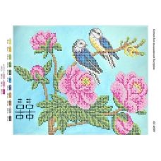 БС-4099 Цветы и птицы. Схема для вышивки бисером ТМ Сяйво