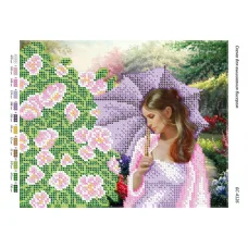БС-4126 Девушка с зонтиком. Схема для вышивки бисером ТМ Сяйво