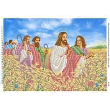БСР-2059 Иисус Христос с апостолами в пшеничном поле. Схема для вышивки бисером ТМ Сяйво БСР