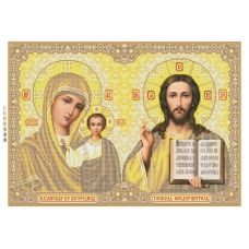 БСР-2085 Иисус Христос и БМ Казанская золото. Схема для вышивки бисером ТМ Сяйво БСР
