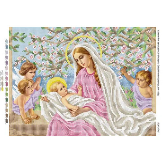 БСР-3045 Мадонна в цветущем саду.Схема для вышивки бисером Сяйво БСР