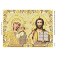 БСР-3274 Иисус Христос и БМ Казанская золото и розы. Схема для вышивки бисером ТМ Сяйво