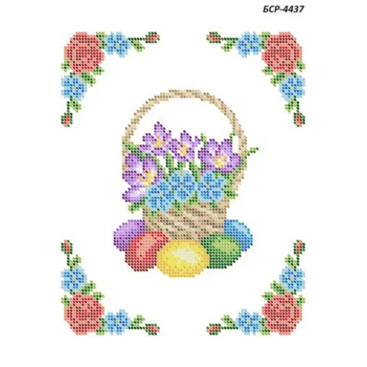 БСР-4437 Салфетка Пасхальная. Схема для вышивки бисером ТМ Сяйво