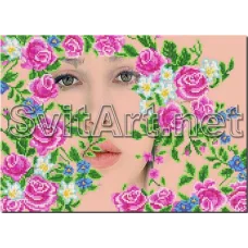 FV-142(А3) Девушка в цветах. Схема для вышивки бисером. Свит Арт