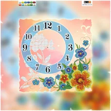 СН-002(32*32) ХОЛСТ. Часы голубые. Схема для вышивки бисером. СвитАрт