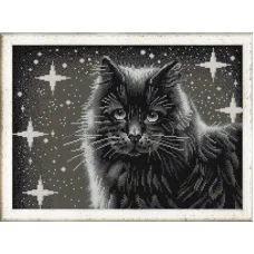 НИК-9942 Чёрный кот. Схема для вышивки бисером  ТМ Конек