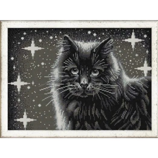 НИК-9942 Чёрный кот. Схема для вышивки бисером ТМ Конек