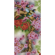 ФЧК-3382 Пара соек на сакуре. Схема для вышивки бисером Феникс