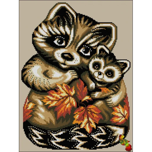 ФЧК-3397 Тотемные животные: енотики. Схема для вышивки бисером Феникс