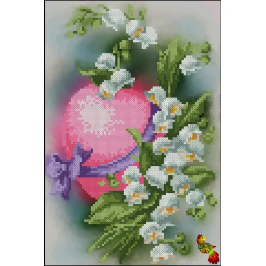 ФЧК-4262 Писанка с ландышами. Схема для вышивки бисером Феникс