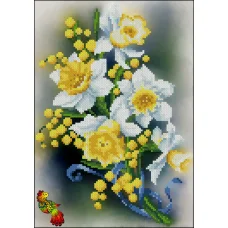 ФЧК-4264 Веточка с нарциссами. Схема для вышивки бисером Феникс