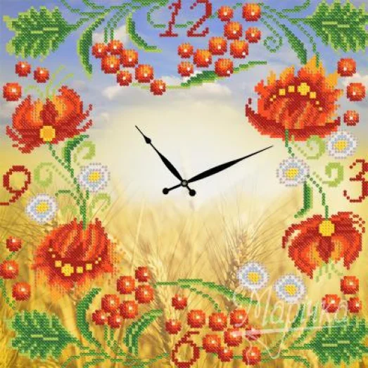 ЧКБ-3001 Часы. Петриковская роспись. Схема для вышивки бисером ТМ Маричка