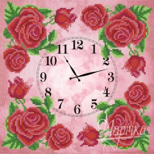 ЧКБ-3003 Часы. Королевская роза. Схема для вышивки бисером ТМ Маричка