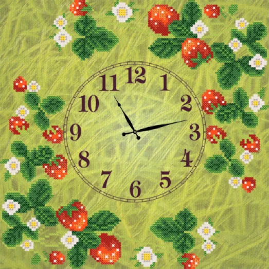 ЧКБ-3005 Часы. Клубничка. Схема для вышивки бисером ТМ Маричка