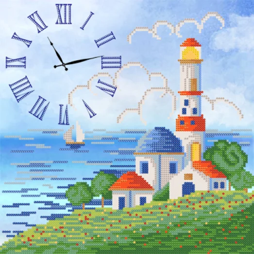 ЧКБ-3010 Часы. Синее море. Схема для вышивки бисером ТМ Маричка