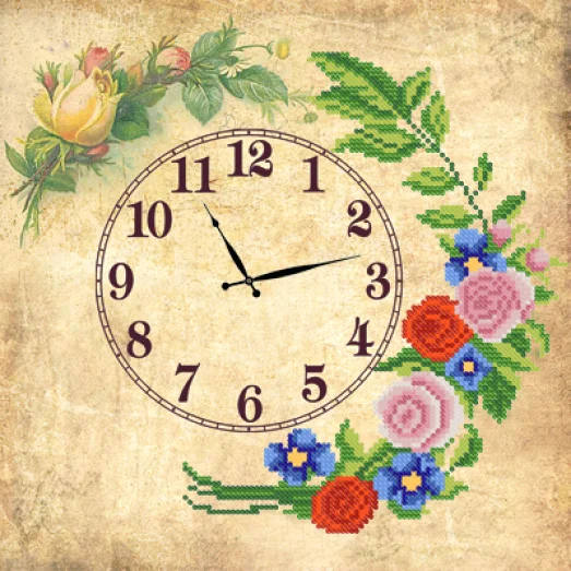 ЧКБ-3011 Часы. Старинные розы. Схема для вышивки бисером ТМ Маричка