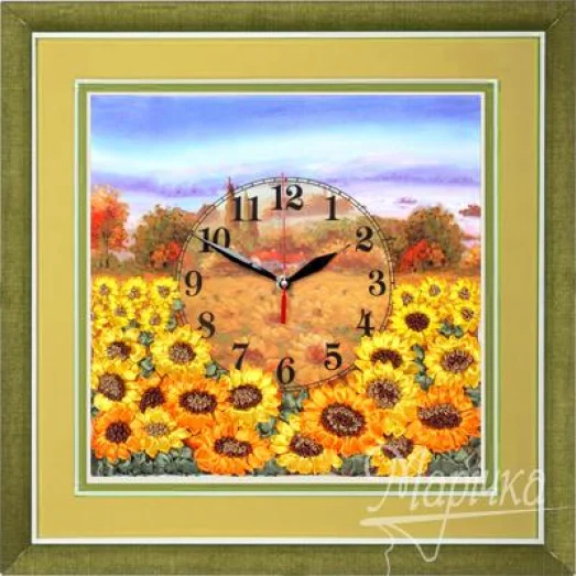 ЧНЛ-2006 Часы. Желтое поле подсолнухов. Набор для вышивки бисером ТМ Маричка
