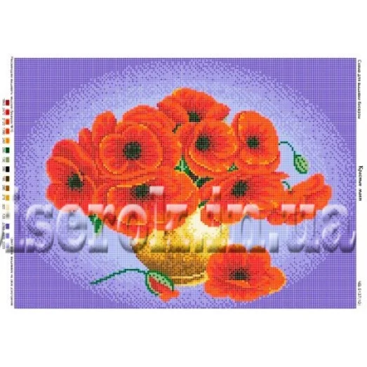 ЧВ-5137 Красные маки. Схема для вышивки бисером. Бисерок