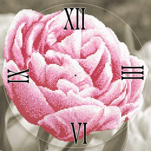 CR-027 (27*27) Цветочные Часы. Схема для вышивки бисером. СвитАрт