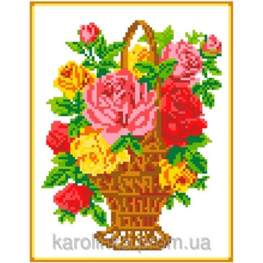 КТКН-4019 Корзина с розами. Схема для вышивки бисером Каролинка