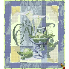 ФЧК-3146 Цветочная композиция с изумрудными яблоками. Схема для вышивки бисером Феникс