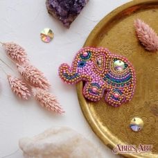 AD-038 Розовый слоненок. Набор для вышивки бисером украшения ТМ Абрис Арт