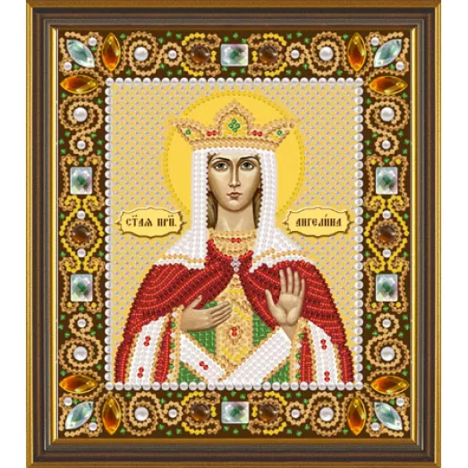 Д6144 Св. Прмц. Ангелина. Набор для вышивки бисером и камнями. Нова Слобода