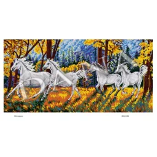 ДАНА-524 Белые скакуны. Схема для вышивки бисером