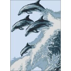 ФЧК-3180 Дельфины на гребне волны. Схема для вышивки бисером Феникс
