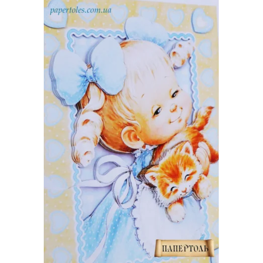 РТ150043 Девочка с котенком. Техника Папертоль