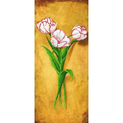 EF-019(17*39)  Бело-розовые тюльпаны. Схема для вышивки бисером СвитАрт