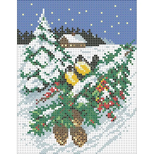 ФПК-5000 Ель с синичками. Схема для вышивки бисером Феникс .