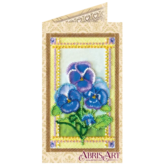 АО-118 Фиалки. Набор-открытка для вышивки бисером Абрис Арт