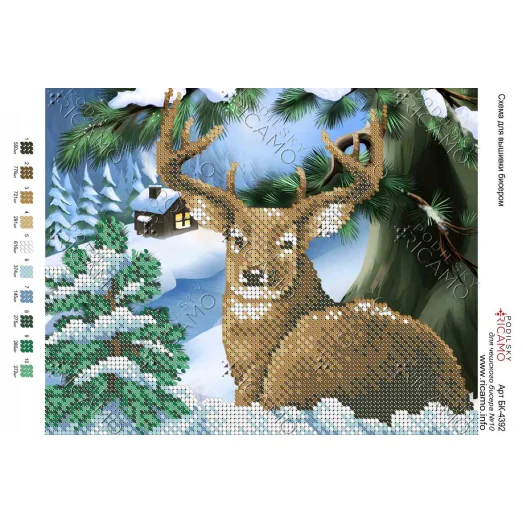 А4Н_231 БК-4392 Олень зимой. Схема для вышивки бисером ТМ Virena