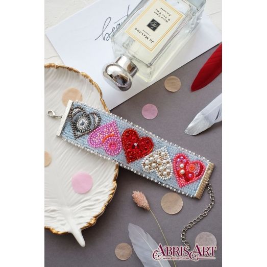 ADB-005 Набор для вышивки бисером украшение-браслет на натуральном художественном холсте Дела сердечные. ТМ Абрис Арт