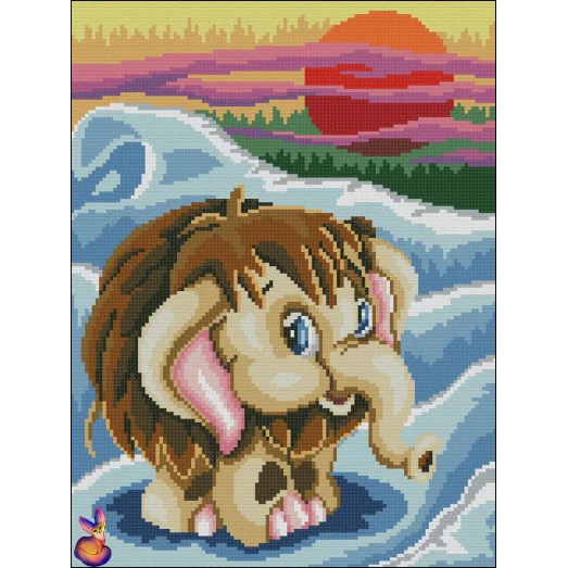 ФКп3-0016 Маленький мамонтёнок. Схема для вышивки бисером Фокси