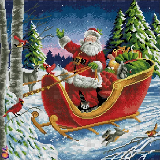 ФКп3-0029 Санта на санях. Схема для вышивки бисером Фокси