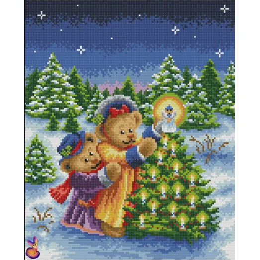 ФКп3-0032 Мишки у елочки. Схема для вышивки бисером Фокси