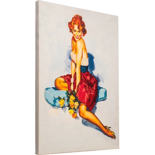 FLF-021 Девушка с розами. Набор на холсте для вышивки бисером Волшебная Страна