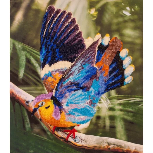 FLF-030 Птичка на ветке. Набор на холсте для вышивки бисером Волшебная Страна