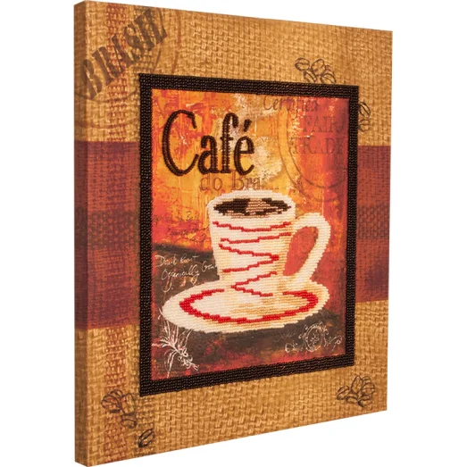 FLF-058 Чашечка кофе-1. Набор на холсте для вышивки бисером Волшебная Страна